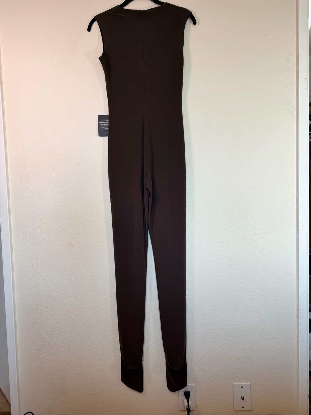 Norma Kamali Chocolate Brown Sleeveless Catsuit Footsie XS NWT - Picture 9 of 11